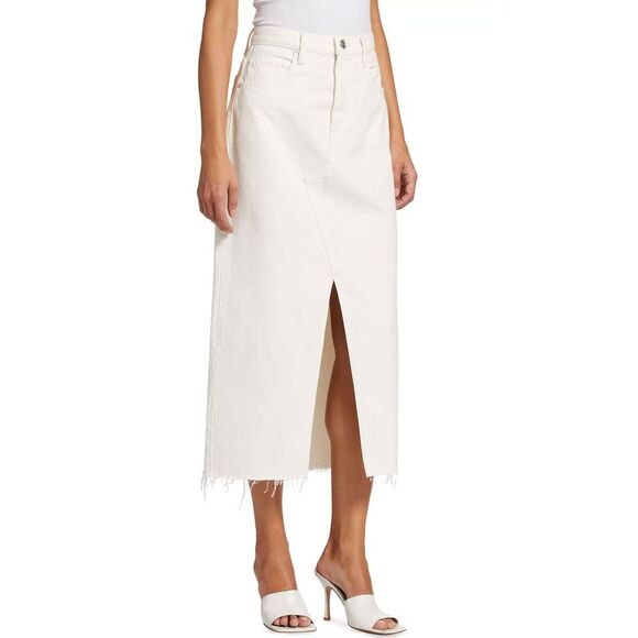 Frame Womens The Midaxi Angled Seam Denim Skirt 31 Ecru - NWT $268 - Picture 3 of 7